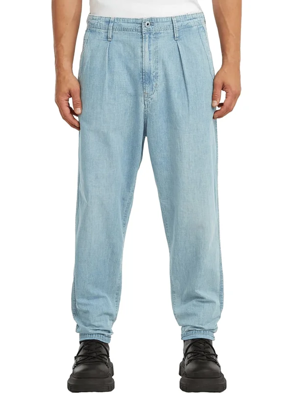 Pleated Chino Denim Relaxed Tapered