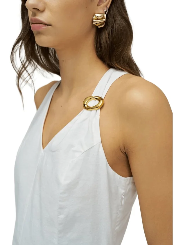 Plain A-Line Dress With Metal Applique