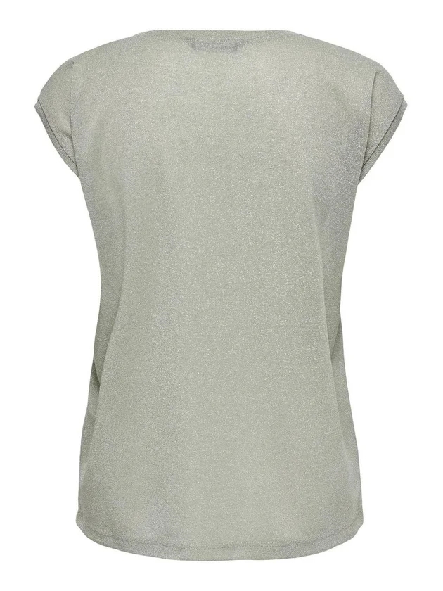 Silvery S S V Neck Lurex Top