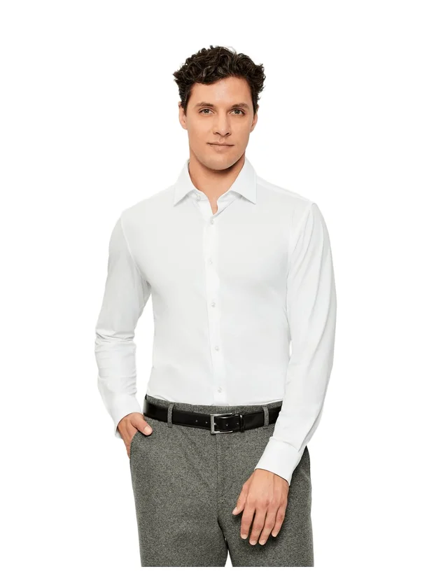 Chemise Col Kent Slim Micro-Motif Stretch