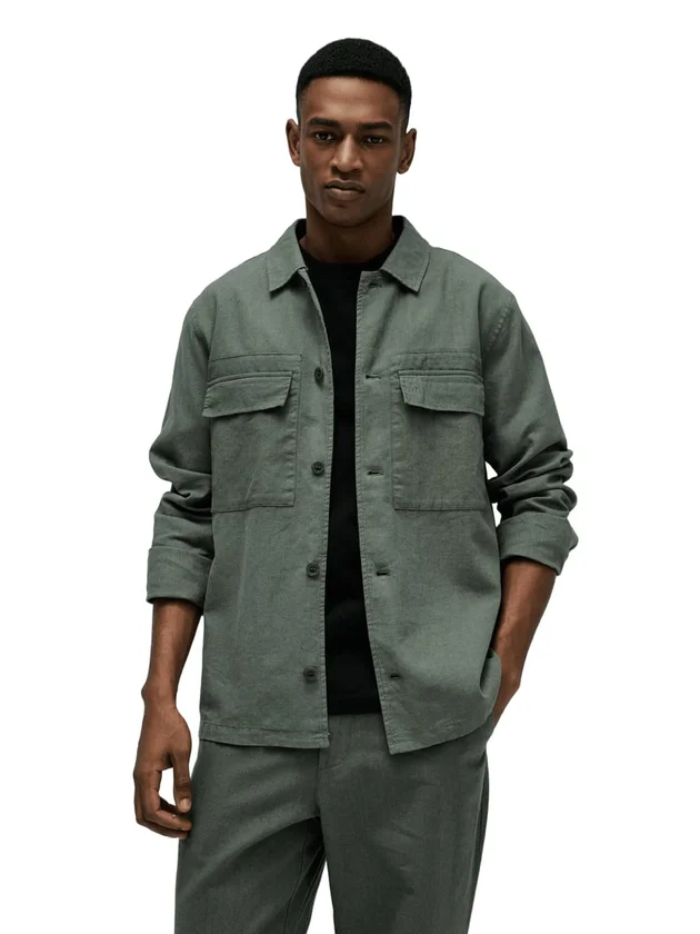 Overshirt Cotton Linen Washed Effect