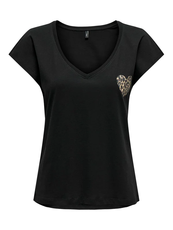 Onlnina Life S S V Neck Heart Top Cs