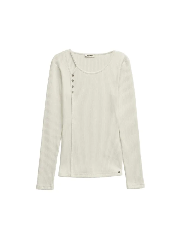 Rib Long Sleeve With Shinny Buttons