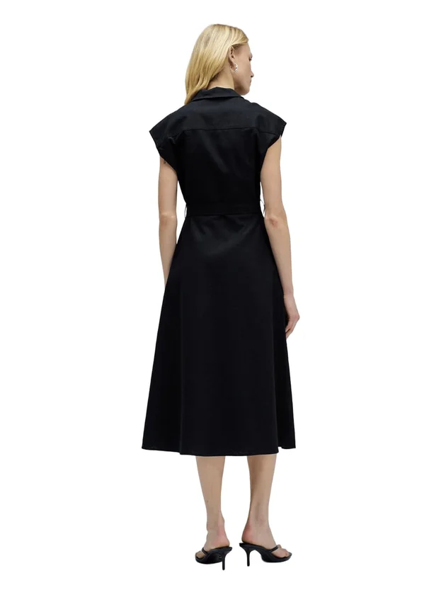 Sleeveless Shirt Dress W Natural Button