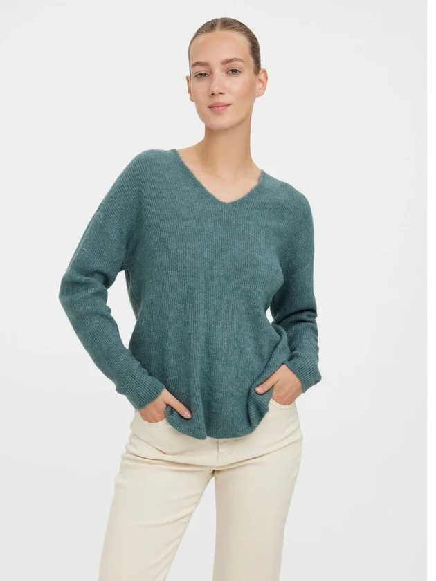 Vmcrewlefile Ls V Neck Blouse Noos