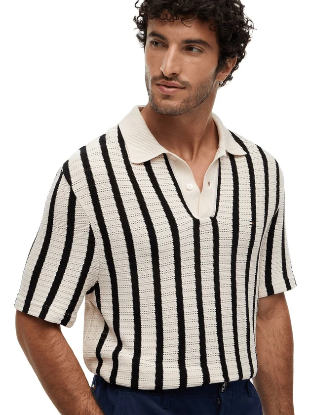 Open Knit Relaxed Fit Polo