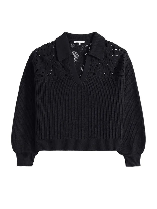 Bianca Crochet Polo Sweater