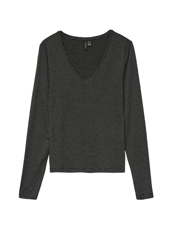Lava Glitter LS V Neck Top Stripe