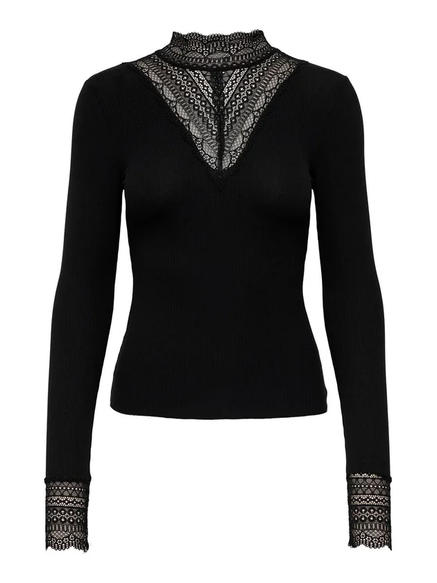 Tilde L S High Neck Lace Top Jrs Noos