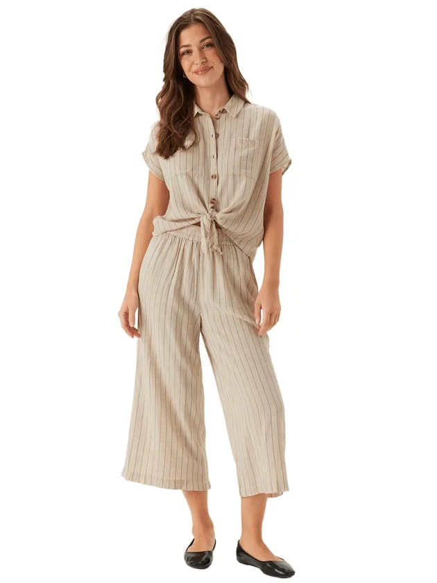 Linen Blend Tie Shirt Wvn Noos