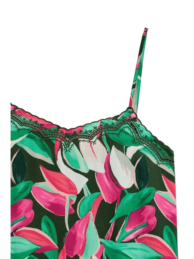 Strap Top W Adjuster Embroidery Detail