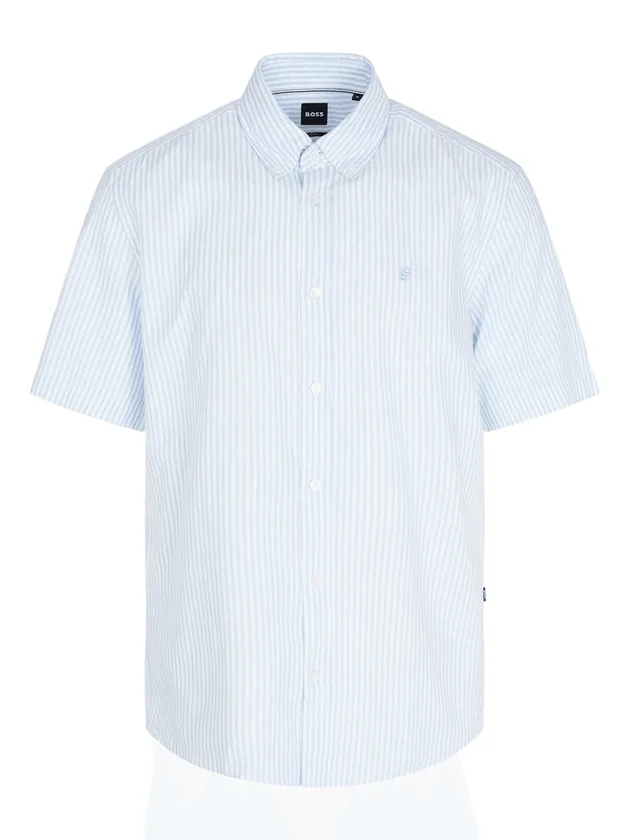 Chemise Bowling Regular Fit Rayée Bleu Blanc