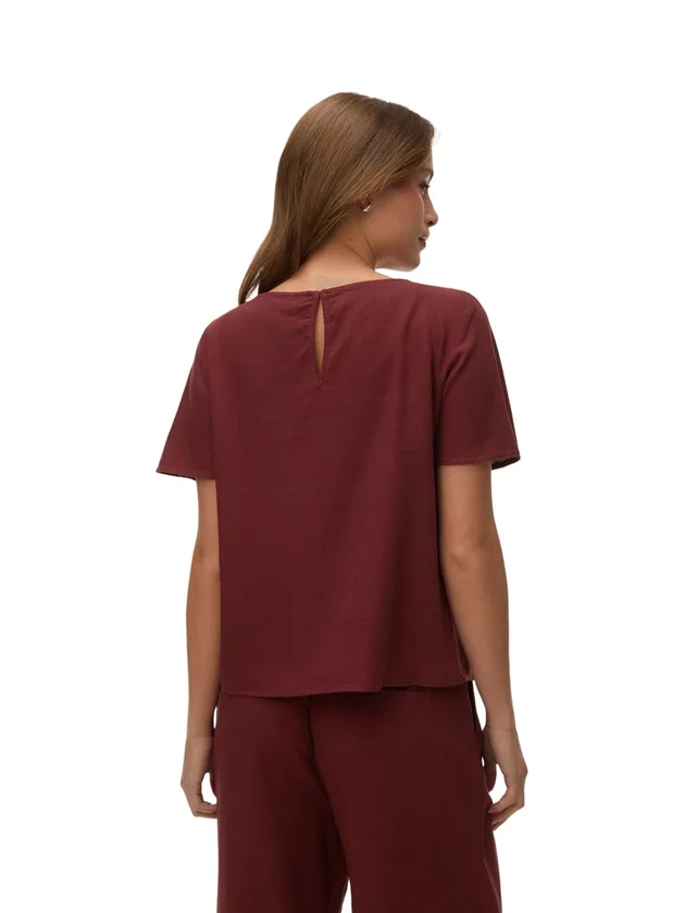 Mymilo Ss O Neck Top Wvn Ga