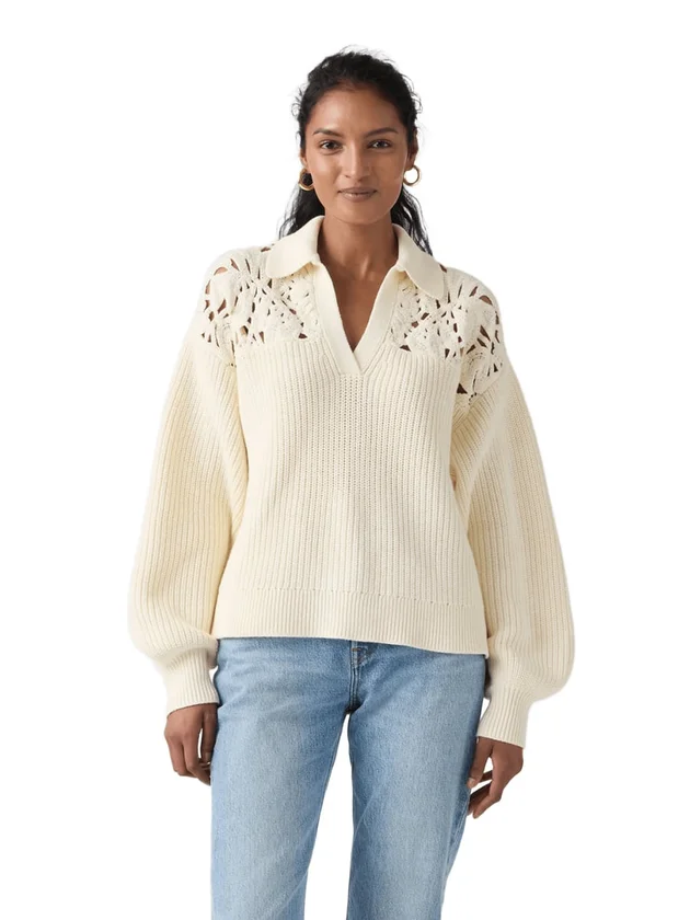 Bianca Crochet Polo Sweater