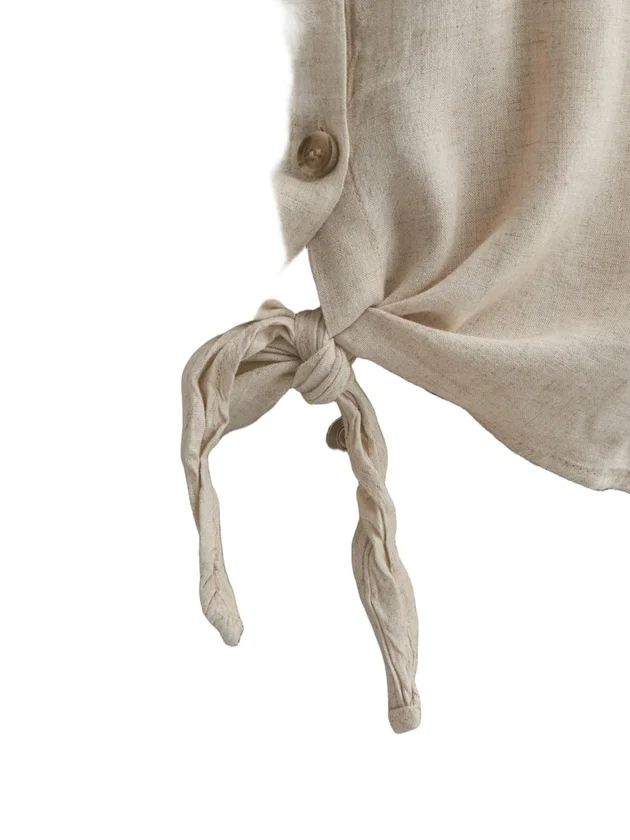 Linen Blend Tie Shirt Wvn Noos