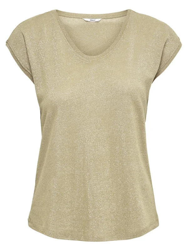 Silvery S S V Neck Lurex Top