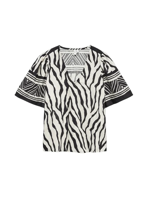 Kamille 2/4 V Neck Top Wvn Btq Be