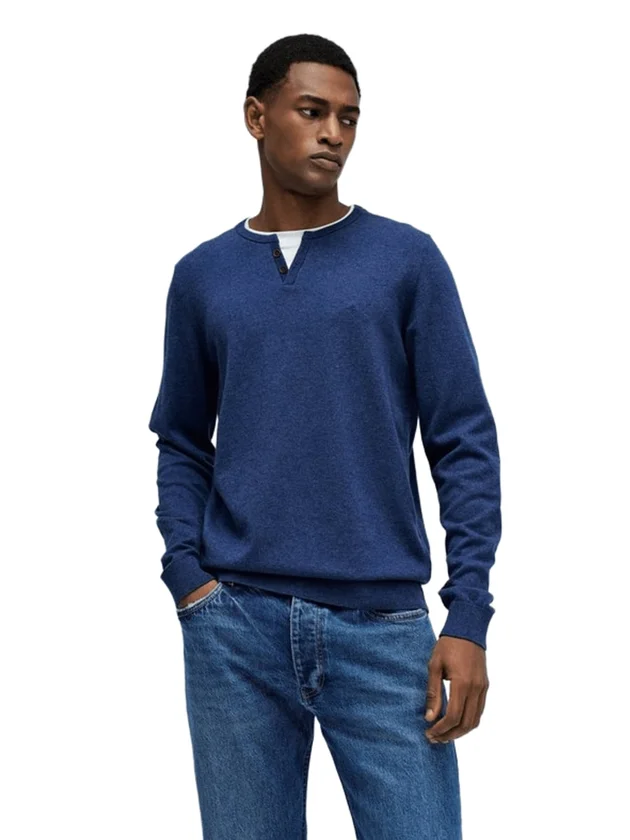 Knit Henley Collar Jersey Details