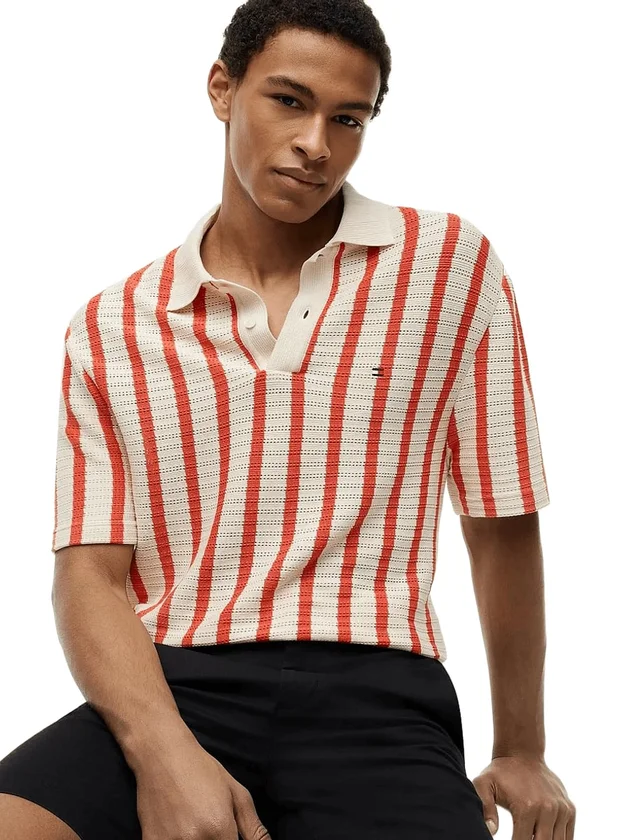 Open Knit Relaxed Fit Polo