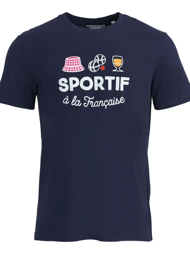 T Shirt Bleu Marine Sportif A La Francaise