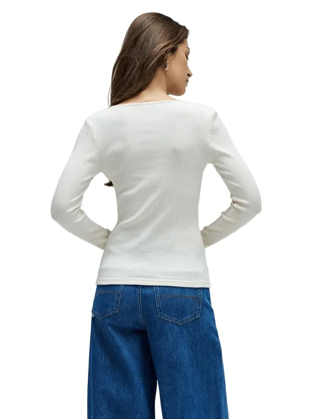 Rib Long Sleeve With Shinny Buttons