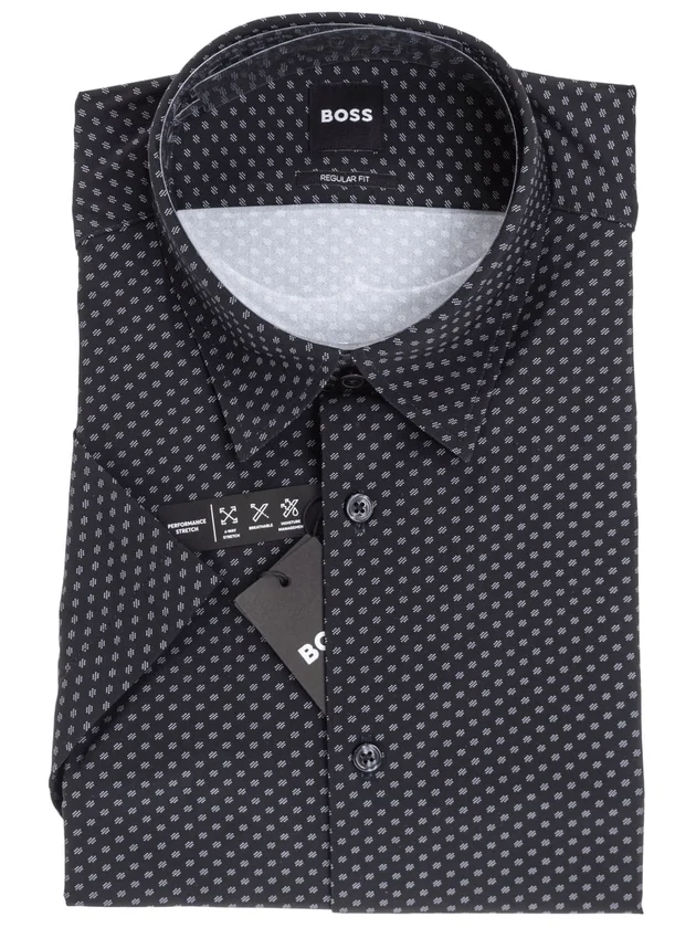 Chemise Regular Fit Manches Courtes Jersey Stretch Performance Col Kent Motif Imprimé