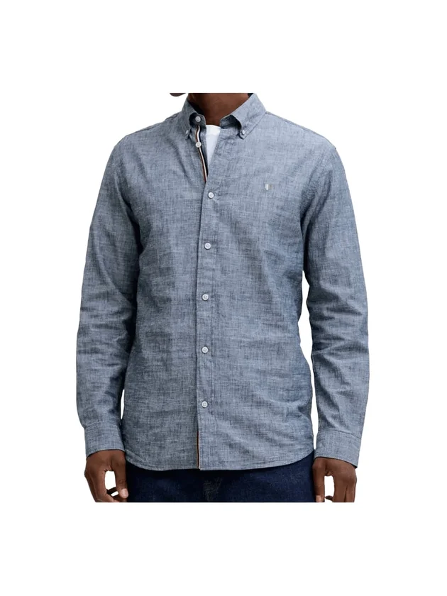 Linen Bl Shield LS Shirt Ln