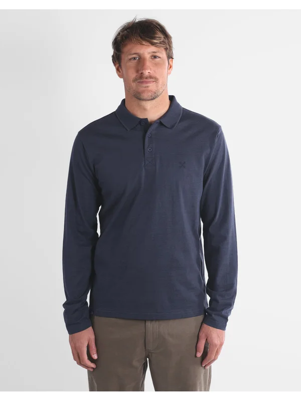 Polo Manches Longues Texture Naval