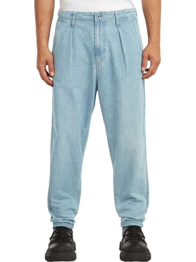 Pleated Chino Denim Relaxed Tapered