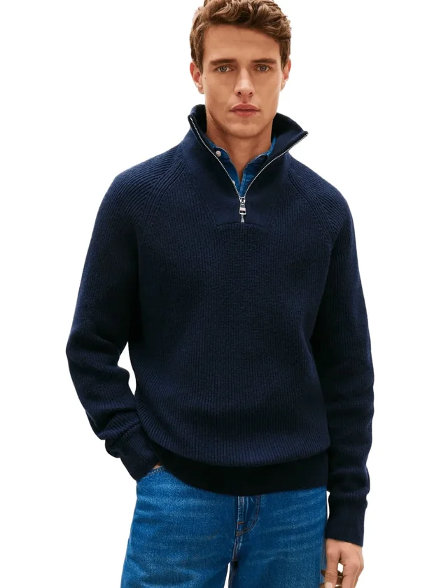 Fisherman Rib Zip Mock
