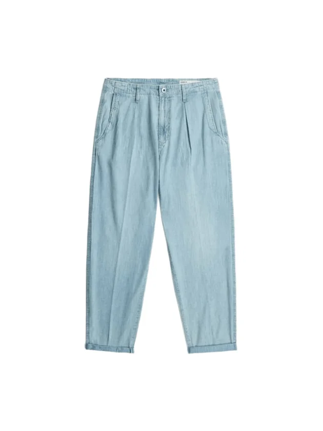 Pleated Chino Denim Relaxed Tapered