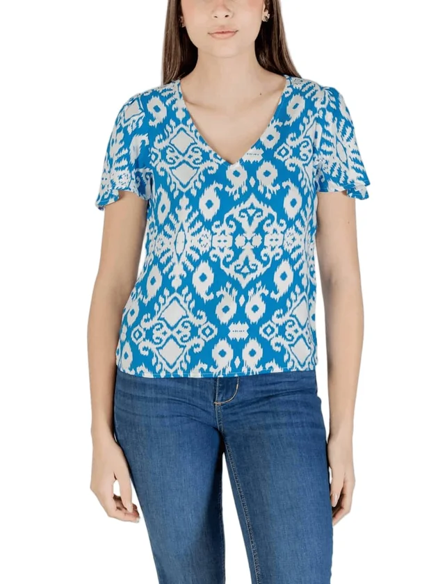 Easy Joy V Neck Ss Blouse Wvn Ga