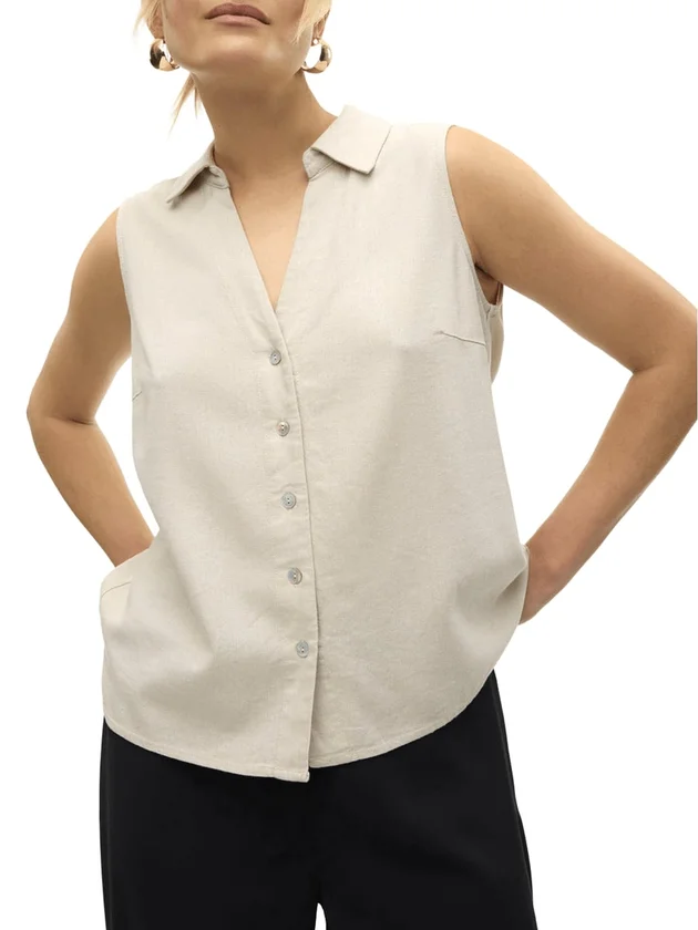 Mymo Lin Sl V Neck Shirt Wvn