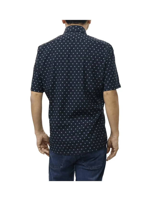 Chemise Regular Fit Manches Courtes Jersey Stretch Performance Col Kent Motif Imprimé
