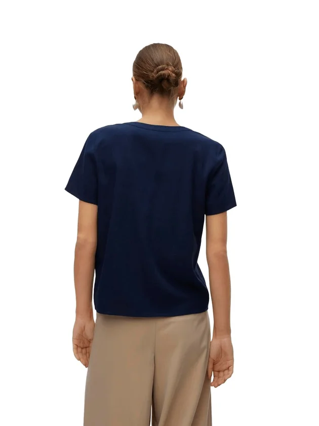 Mymilo S S V Neck Top Wvn Ga