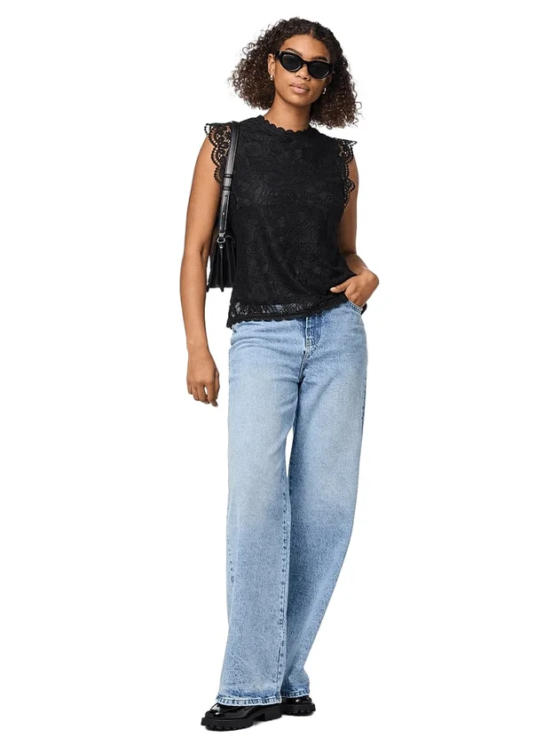 Colline Sl Lace Top Wvn Noos