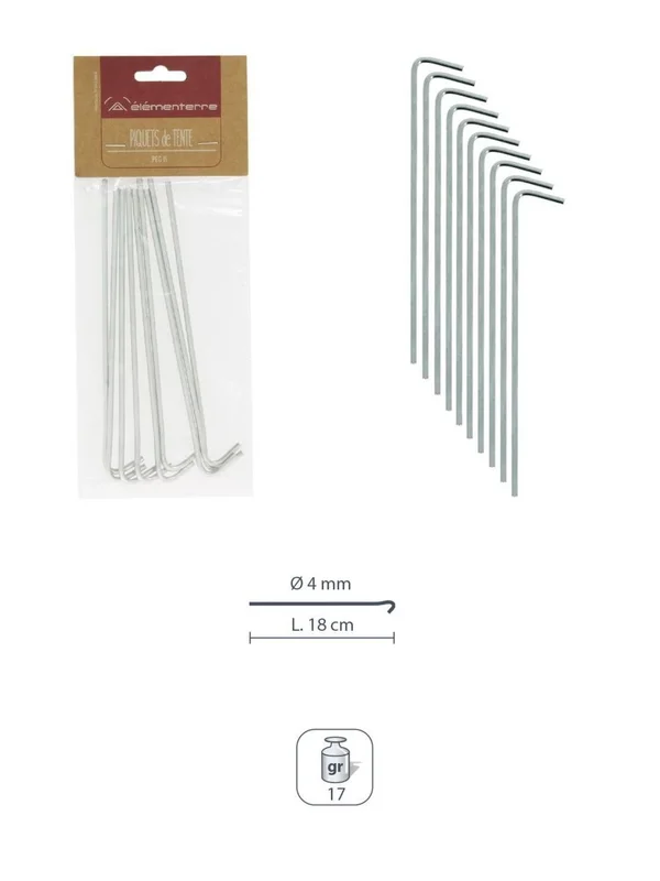 Lot De 10 Piquets Acier 18cm