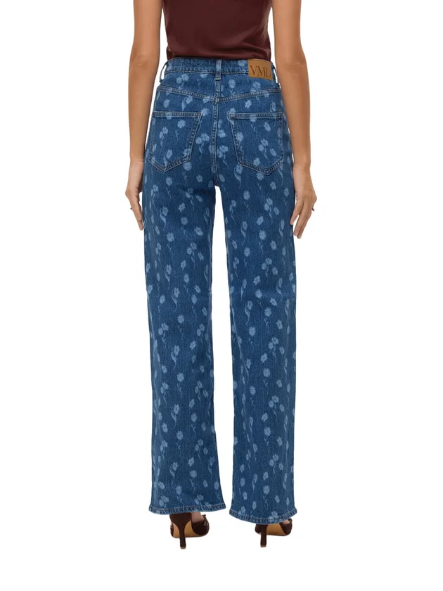 Tessa Hr Wide Flower Denim Jeans