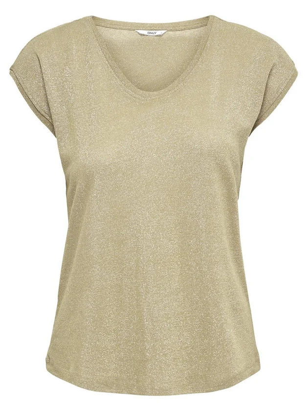 Silvery S S V Neck Lurex Top
