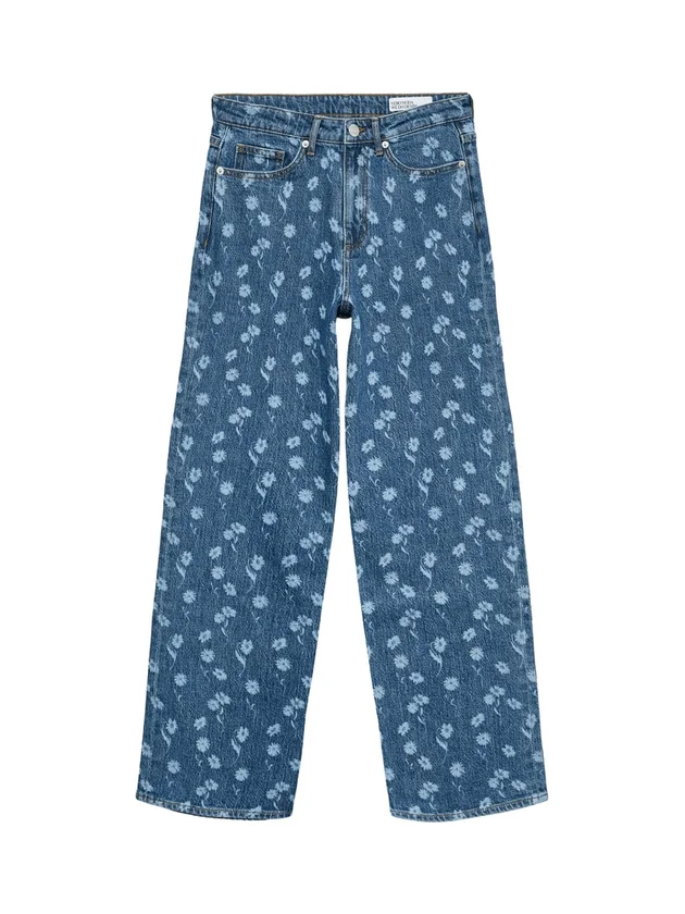 Tessa Hr Wide Flower Denim Jeans