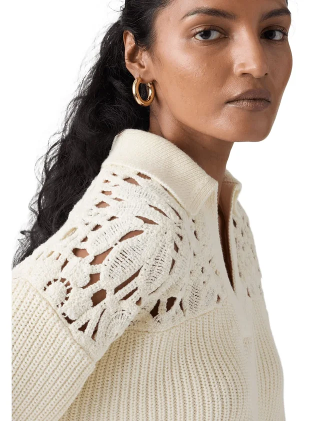 Bianca Crochet Polo Sweater