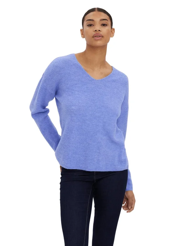 Vmcrewlefile Ls V Neck Blouse Noos