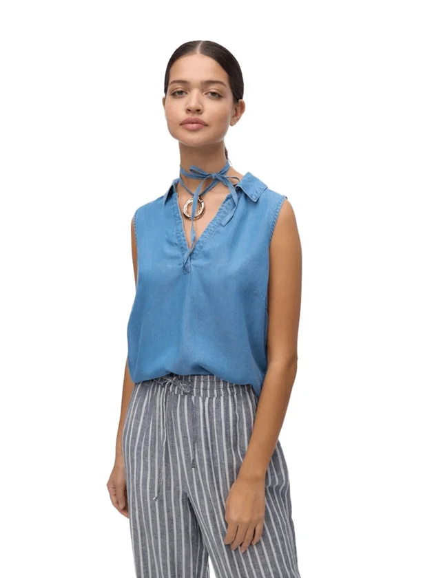 Harper Sl Collar Short Tencel Top
