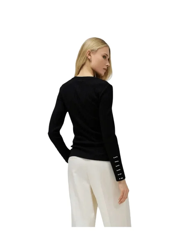 High Neck Sweater Pearl Embellishment