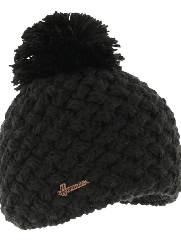 Bonnet Tricot Croisé Uni Pompon