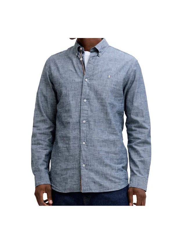 Linen Bl Shield LS Shirt Ln