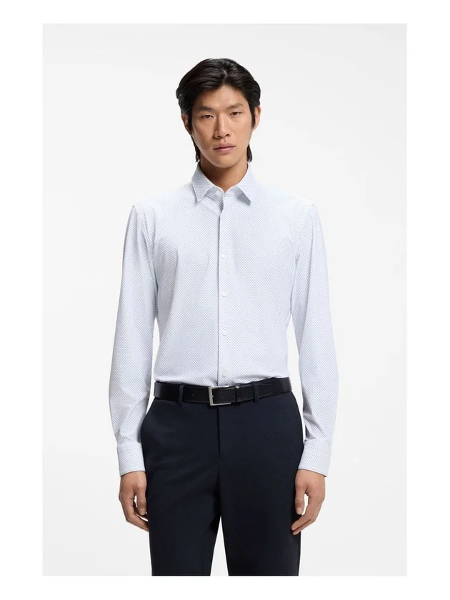 P-Hank Slim Fit Chemise Col Kent Poignets Boutonnés