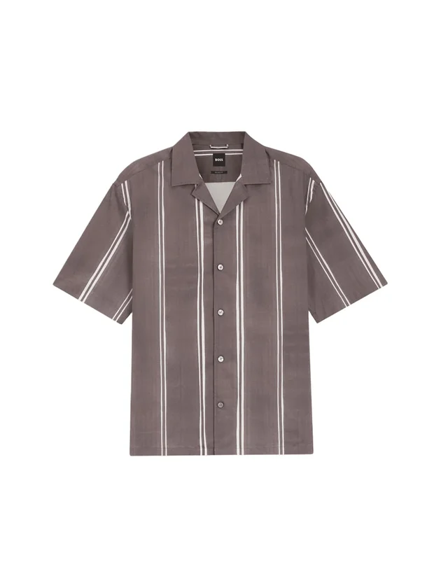 Chemise Col Camp Popeline Rayée