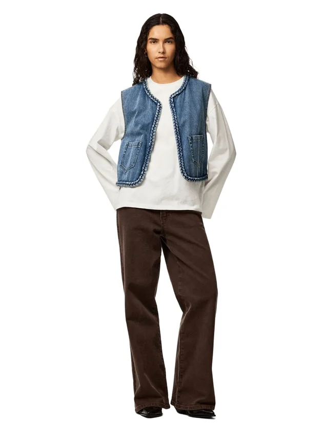 PcBell Cropped Denim Vest