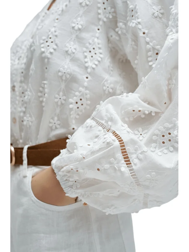 Textured Shirt With Lace Detail